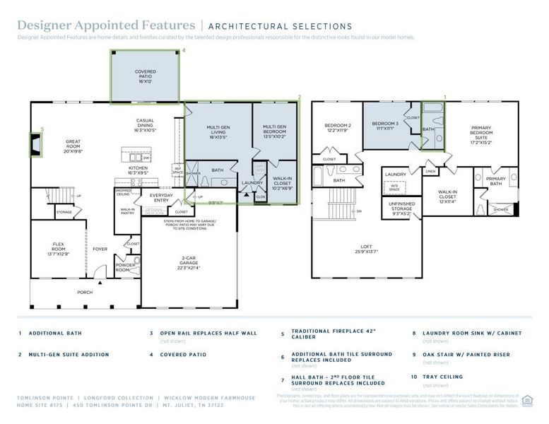 2D floor plan layout of this home in Tomlinson Pointe, Mount Juliet, TN (Image 4).