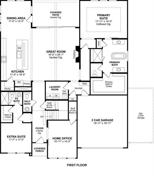 2D floor plan layout of this home in Kreymer at the Park, Wylie, TX (Image 4).