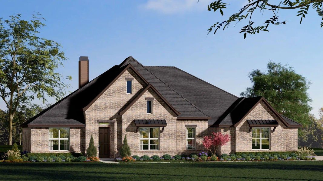 Representative exterior photo of a completed home built from the Concept 3141 by Risewell Homes in Paloma Ranch, New Fairview, TX (Image 6).