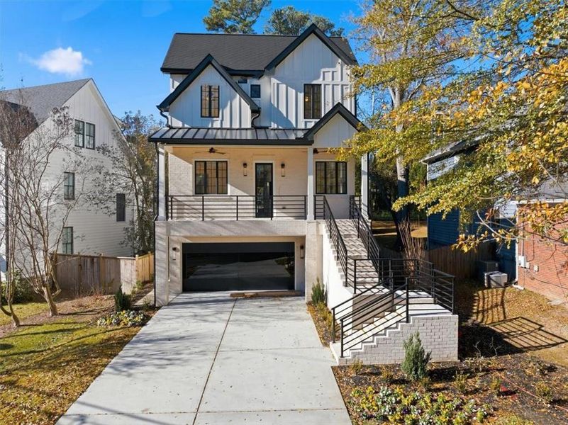 Front exterior of a new home in , Brookhaven, GA, highlighting curb appeal (Image 22). Front exterior of a new home in , Brookhaven, GA, highlighting curb appeal (Image 22).
