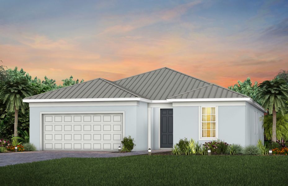 Representative exterior photo of a completed home built from the Mystique by DiVosta in TerraWalk at Babcock Ranch, Alva, FL (Image 20).