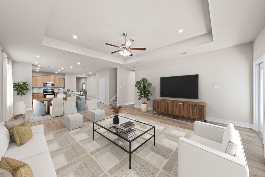 Representative furnished interior of a home built from the Amelyn by Omega Builders in Three Creeks, Belton (Image 6). Representative furnished interior of a home built from the Amelyn by Omega Builders in Three Creeks, Belton (Image 6).