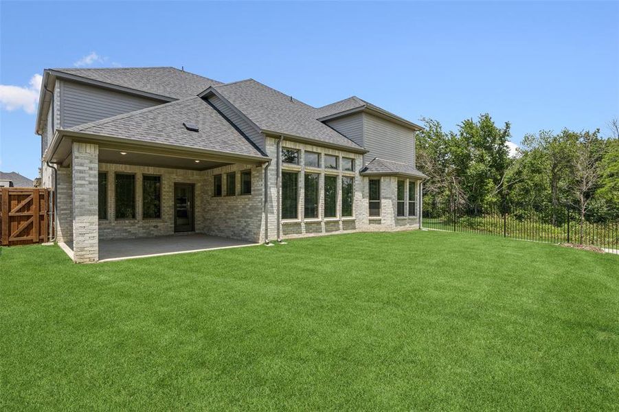Front exterior of a new home in Cross Creek Meadows, Celina, TX, highlighting curb appeal (Image 1).