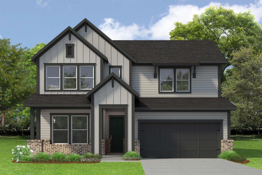 Representative exterior photo of a completed home built from the The Primrose by David Weekley Homes in Two Step Farm 50', Montgomery, TX (Image 2).