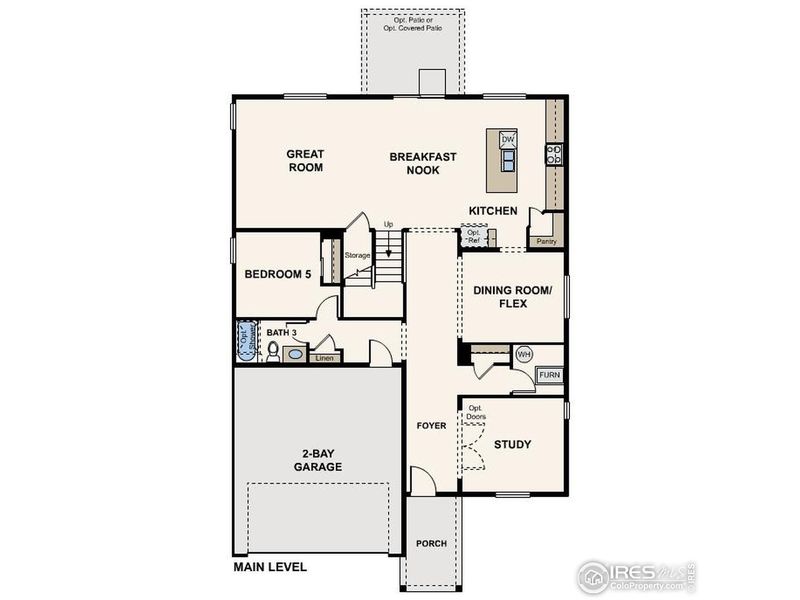 2D floor plan layout of this home in Prairie Song, Windsor, CO (Image 5).
