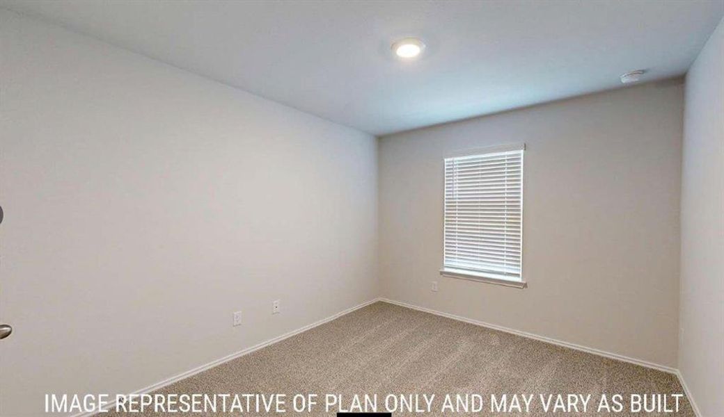 Carpeted room with a single window featuring horizontal blinds Carpeted room with a single window featuring horizontal blinds