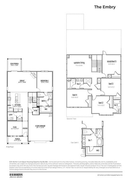 2D floor plan layout for the Embry by D.R. Horton in Harvest Point, Spring Hill, TN (Image 5).
