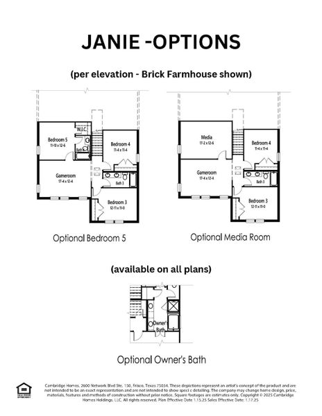 2D floor plan layout for the Janie by Cambridge Homes in Lake Park, Rowlett, TX (Image 9).