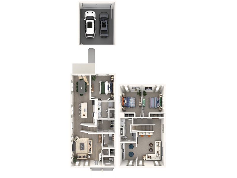 2D floor plan layout for the Rutherford by Meritage Homes in Greystone - Vista Townhomes, Smyrna, TN (Image 4).