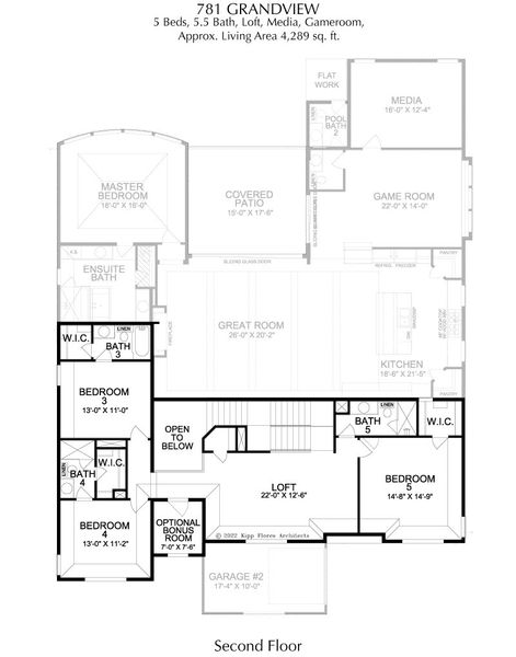 2D floor plan layout for the Grandview by Landon Homes in Signature 74s, Frisco, TX (Image 3).