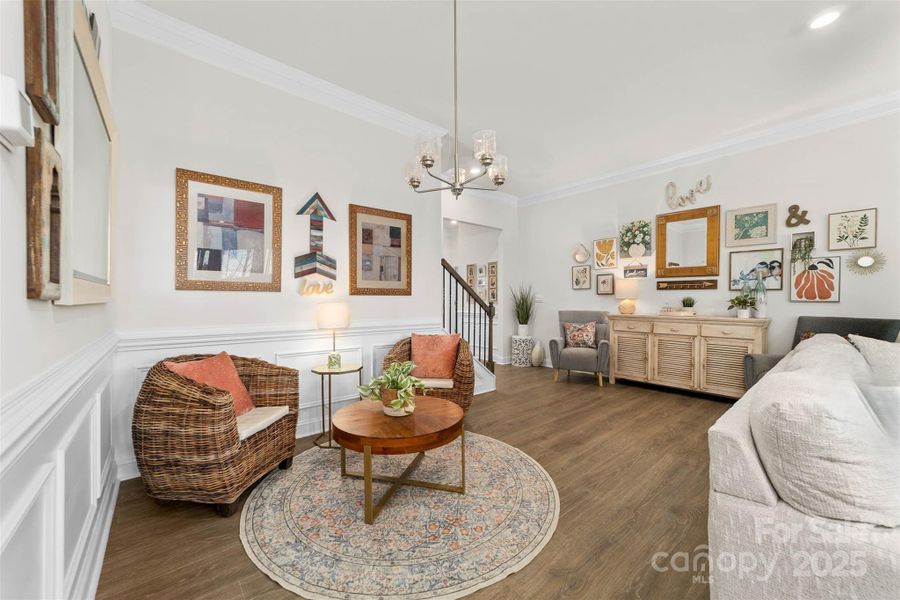 Dining area utilized as a seating area for relaxation or entertaining