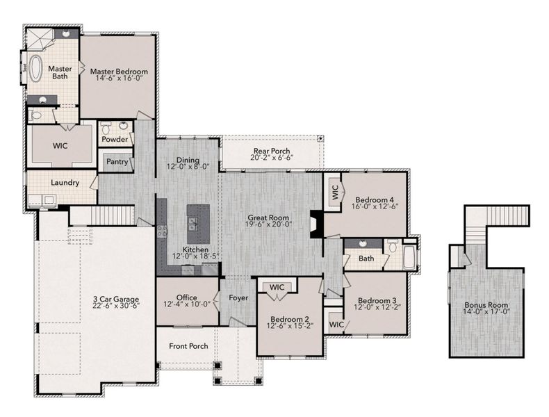 2D floor plan layout for the The Nathan by Elmwood Custom Homes in Matthews Farm, Venus, TX (Image 10). 2D floor plan layout for the The Nathan by Elmwood Custom Homes in Matthews Farm, Venus, TX (Image 10).