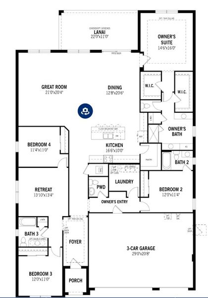 2D floor plan layout for the Isle Royal by Mattamy Homes in Sunstone Lakeside at Wellen Park, Venice, FL (Image 5).