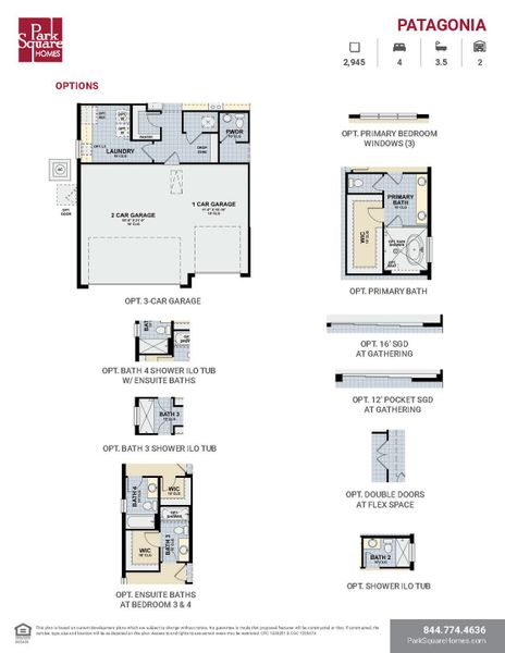 2D floor plan layout for the Patagonia by Park Square Residential in The Sanctuary at Seaire, Parrish, FL (Image 4). 2D floor plan layout for the Patagonia by Park Square Residential in The Sanctuary at Seaire, Parrish, FL (Image 4).