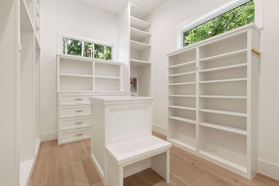 Her closet with hookups for stackable washer/Dryer