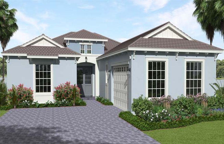 Representative exterior photo of a completed home built from the Sandhill by Minto Communities in Westlake, Loxahatchee, FL (Image 1). Representative exterior photo of a completed home built from the Sandhill by Minto Communities in Westlake, Loxahatchee, FL (Image 1).