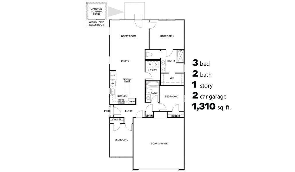 2D floor plan layout for the Aloe - C30A by D.R. Horton in The Oasis at Rocking K, Vail, AZ (Image 3). 2D floor plan layout for the Aloe - C30A by D.R. Horton in The Oasis at Rocking K, Vail, AZ (Image 3).