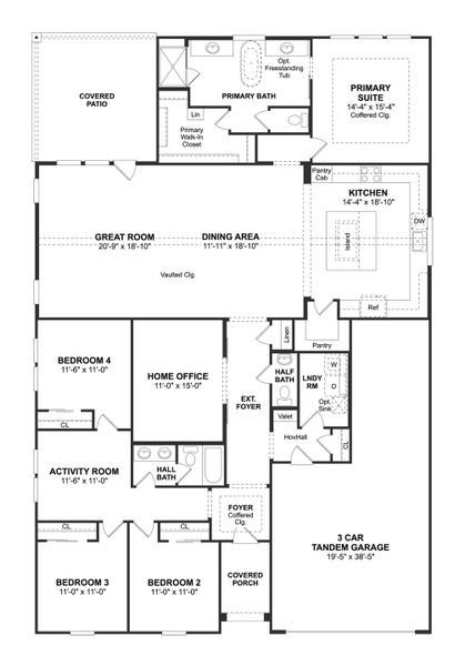2D floor plan layout for the Frankfurt by K. Hovnanian® Homes in Bent Tree Meadows, Celina, TX (Image 4).