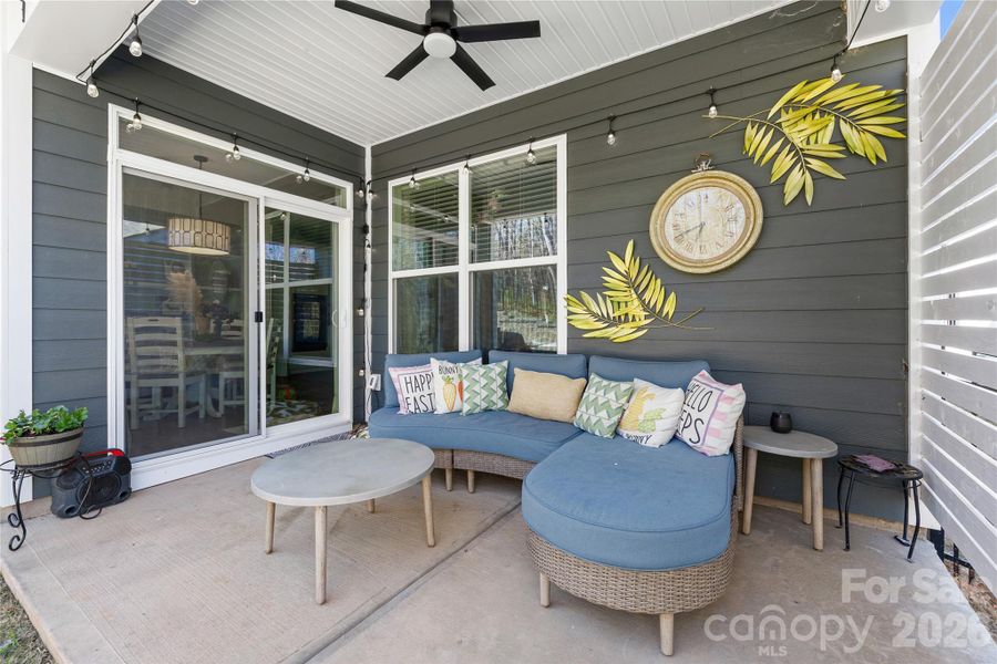 Exterior details and patio area of a home in Villas at Prestwick, Mooresville (Image 4).