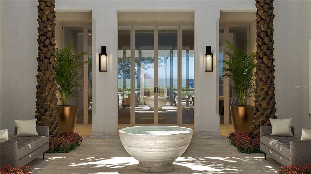 Having a social gathering?  Your guests have a direct view of the bay as they enter your courtyard!