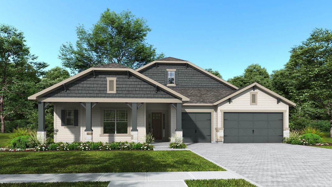 Representative exterior photo of a completed home built from the 2859MC by MasterCraft Builder Group in SilverLeaf, St. Augustine, FL (Image 5).