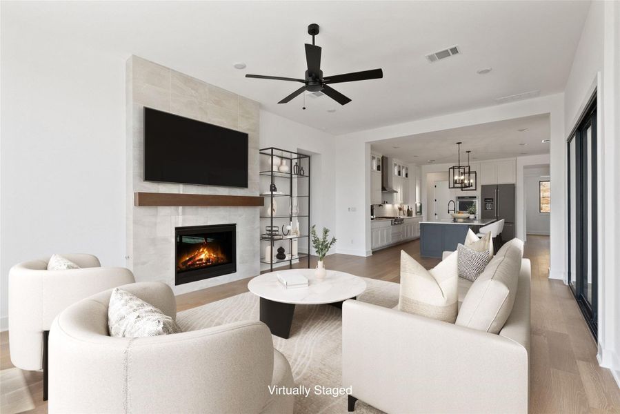 Furnished interior view inside a new home in The Estates at Rough Hollow Vista Ridge, Lakeway (Image 18).