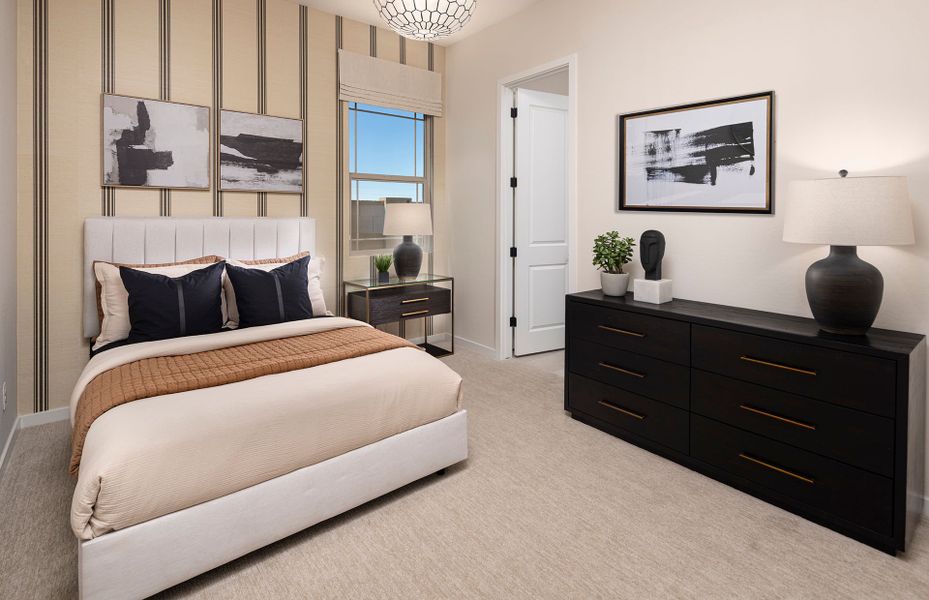 Secondary bedroom perfect for guests in Prato new construction at Jorde Farms in Queen Creek, AZ Secondary bedroom perfect for guests in Prato new construction at Jorde Farms in Queen Creek, AZ