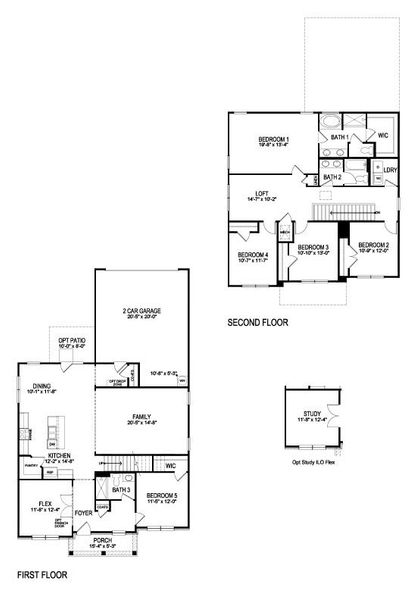 2D floor plan layout for the Fayette ll by D.R. Horton in Braselton Village, Braselton, GA (Image 3).