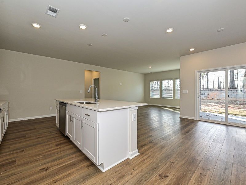 The great room is perfect for hosting gatherings with friends.