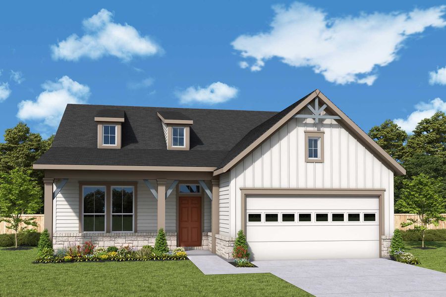 Representative exterior photo of a completed home built from the The Stratton by David Weekley Homes in The Colony 50', Bastrop, TX (Image 3).