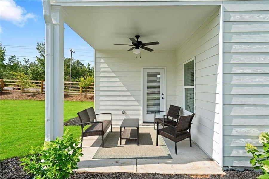 Exterior details and patio area of a home in The Andros, Dalton (Image 3).