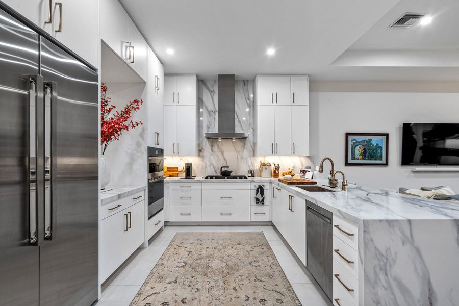 Kitchen with stainless steel appliances