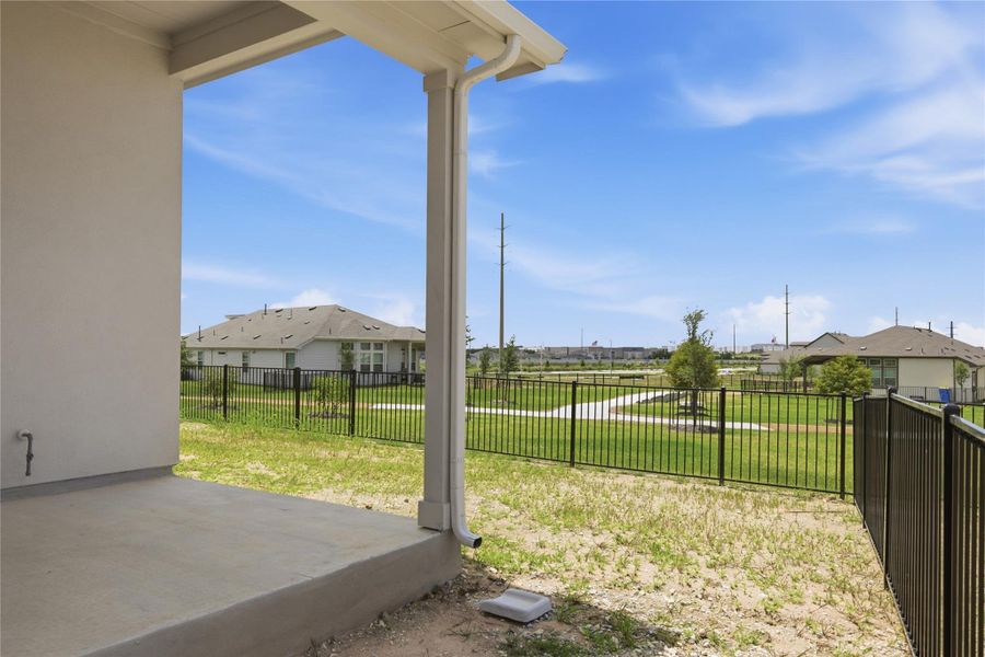 Exterior details and patio area of a home in Preserve at Lakeside Meadows, Pflugerville (Image 3).