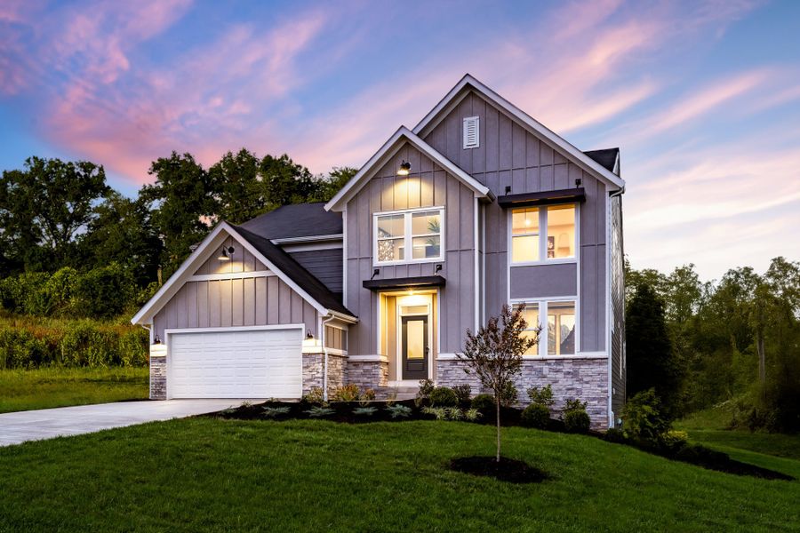 Representative exterior photo of a completed home built from the Blair by Fischer Homes in Twin Lakes, Hoschton, GA (Image 22).
