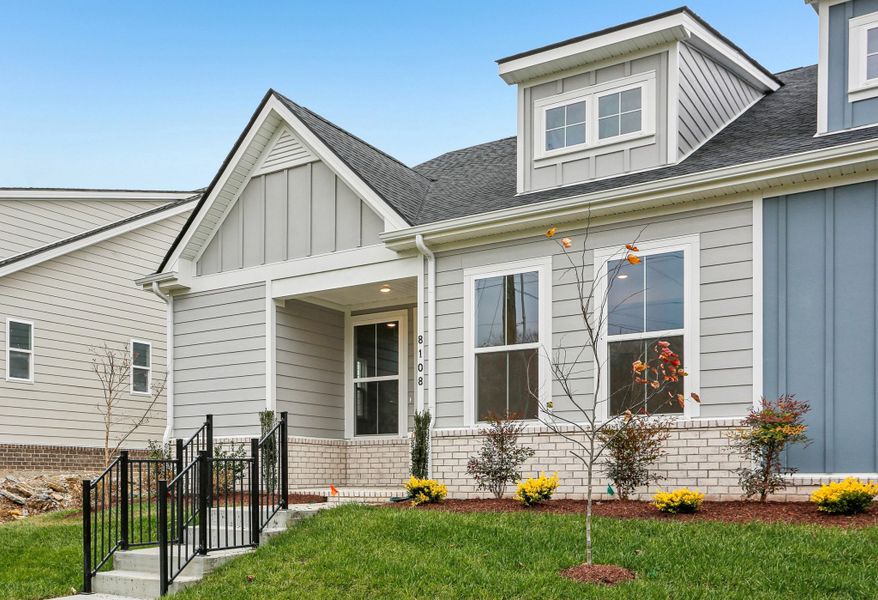 Front exterior of a new home in Stewart's Glen | 55+ Community, Smyrna, TN, highlighting curb appeal (Image 25).