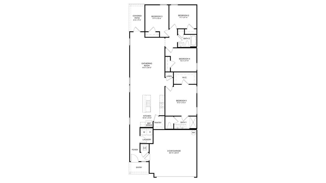 2D floor plan layout for the Harper by D.R. Horton in Bridle Creek Express, Jacksonville, FL (Image 4).