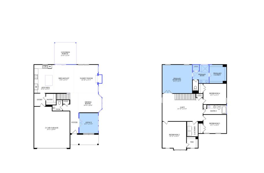 2D floor plan layout of this home in Oakley Pointe, Moncks Corner, SC (Image 3).