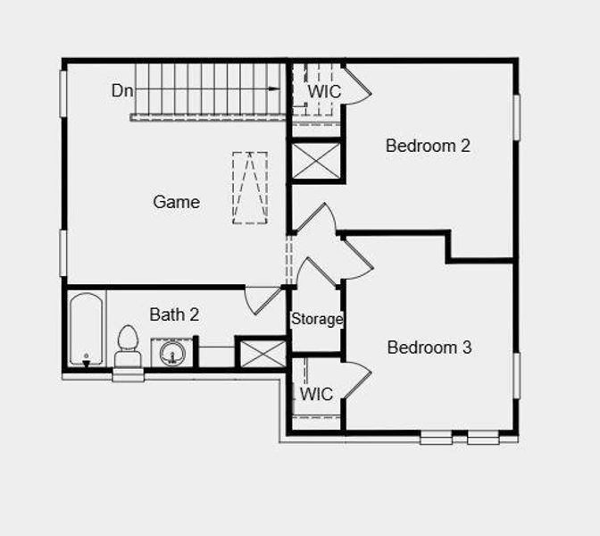 2D floor plan layout of this home in Emory Crossing 40s, Hutto, TX (Image 5).