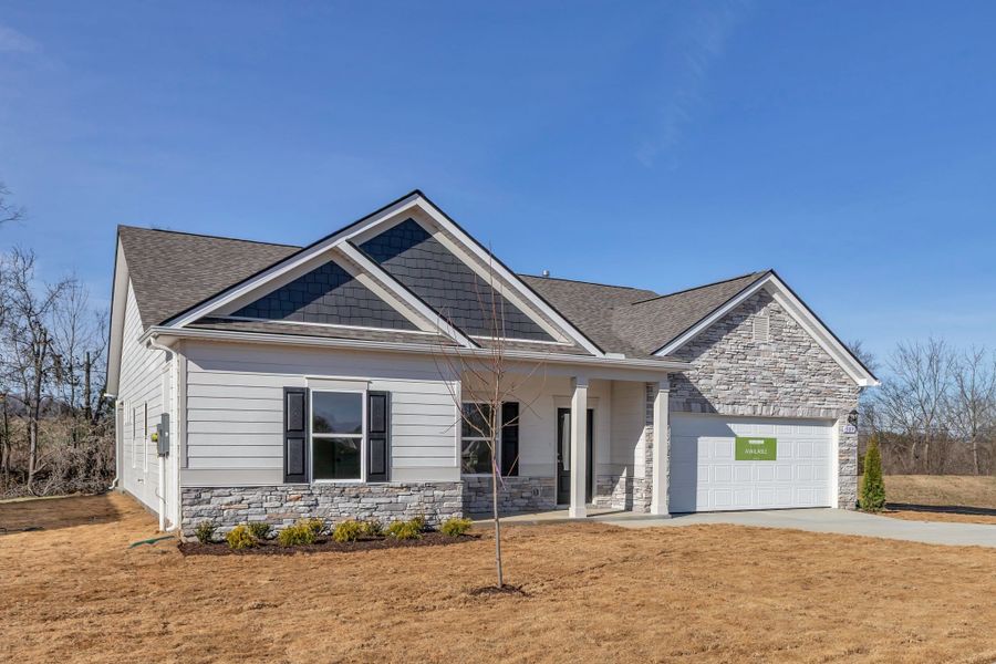 Front exterior of a new home in Hampshire Hills, Columbia, TN, highlighting curb appeal (Image 19).