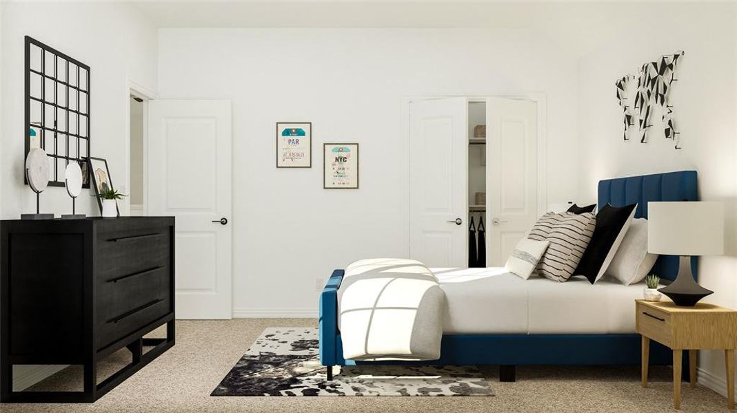 Carpeted bedroom featuring baseboards Carpeted bedroom featuring baseboards