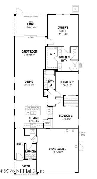 2D floor plan layout of this home in RiverTown, St. Johns, FL (Image 4).