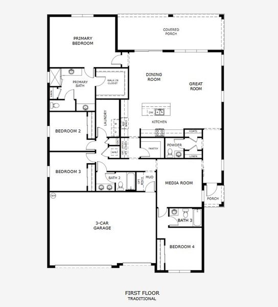 2D floor plan layout for the Serenity by Landsea Homes in Trinity Gardens, Deland, FL (Image 3).