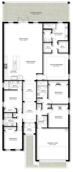 2D floor plan layout for the Diana by Century Homebuilders Group in Century Heights, Miami, FL (Image 2). 2D floor plan layout for the Diana by Century Homebuilders Group in Century Heights, Miami, FL (Image 2).