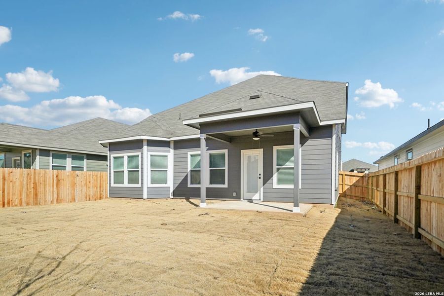 Exterior details and patio area of a home in Estancia Ranch - Classic Series, San Antonio (Image 3).