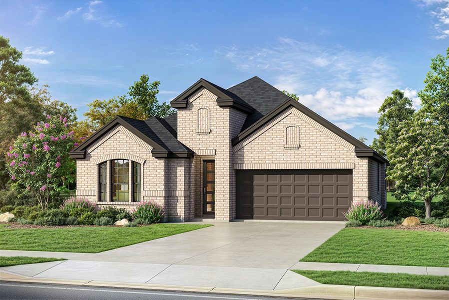 Representative exterior photo of a completed home built from the Kindrick by Landon Homes in Fields - East Village, Frisco, TX (Image 23). Representative exterior photo of a completed home built from the Kindrick by Landon Homes in Fields - East Village, Frisco, TX (Image 23).