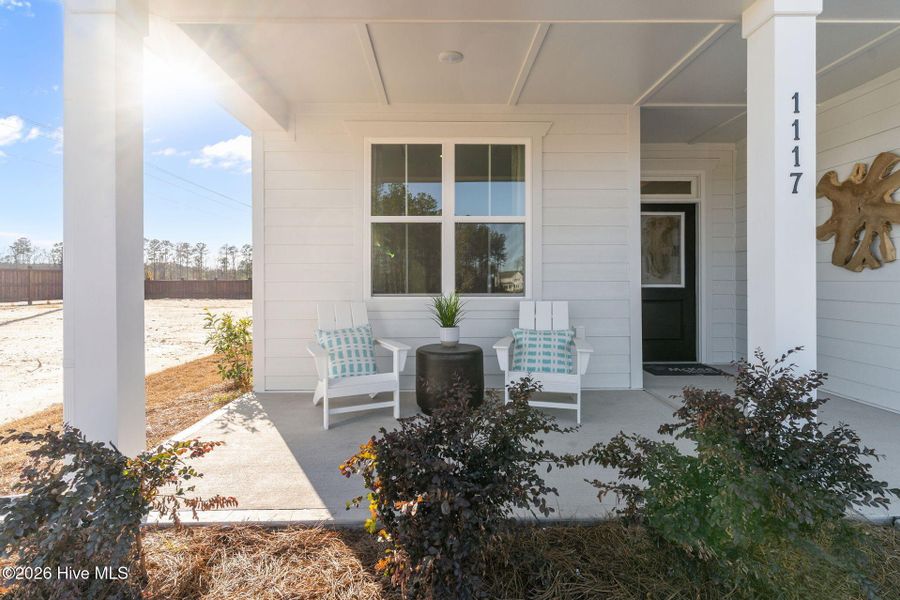 Exterior details and patio area of a home in Terrapin, Leland (Image 38).