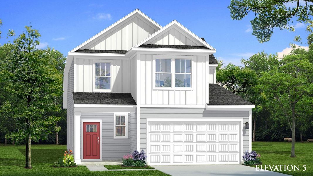 Elevation 5 of the spacious Freesia Plan by premier builder DRB Homes in Charlotte, NC