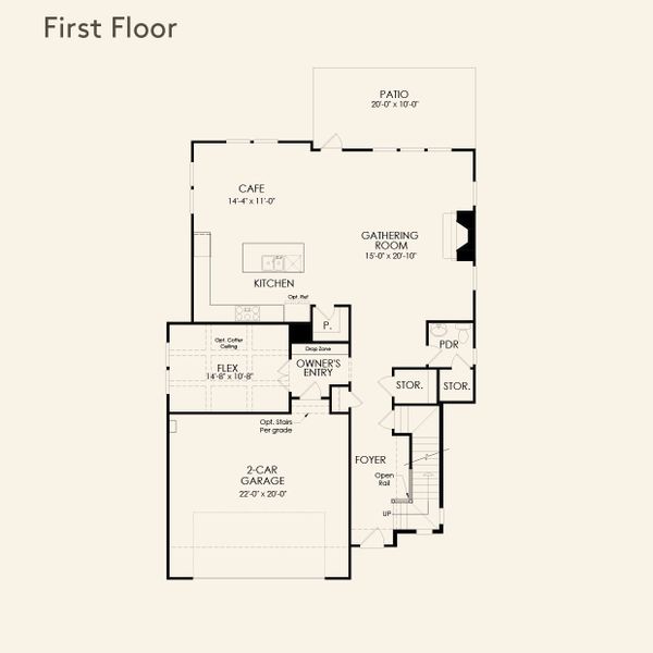 2D floor plan layout for the Hayworth by John Wieland in Villages at Sharon Springs, Cumming, GA (Image 3).