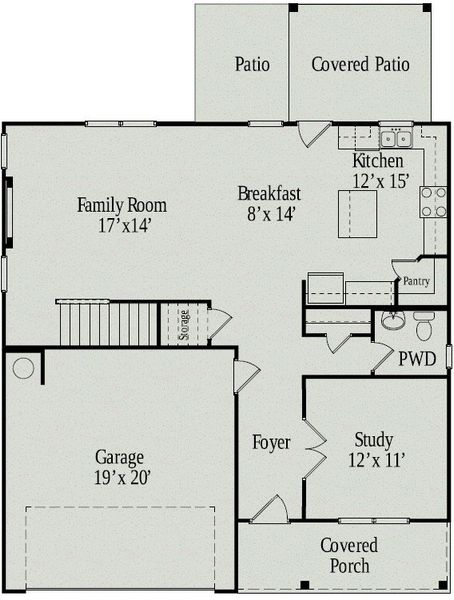 2D floor plan layout of this home in Lexington Woods South, Fayetteville, NC (Image 3).