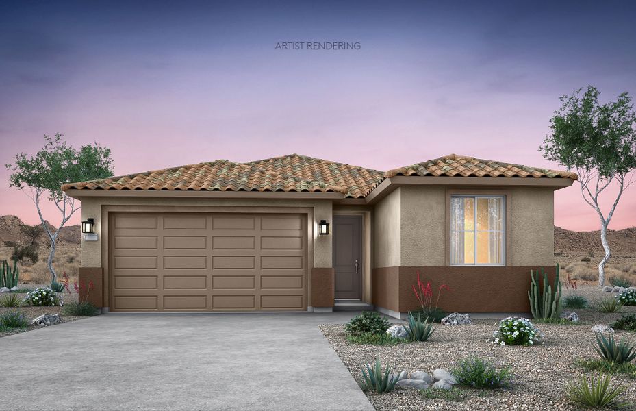 Representative exterior photo of a completed home built from the Verbena by Pulte Homes in Soleo, Queen Creek, AZ (Image 12). Representative exterior photo of a completed home built from the Verbena by Pulte Homes in Soleo, Queen Creek, AZ (Image 12).